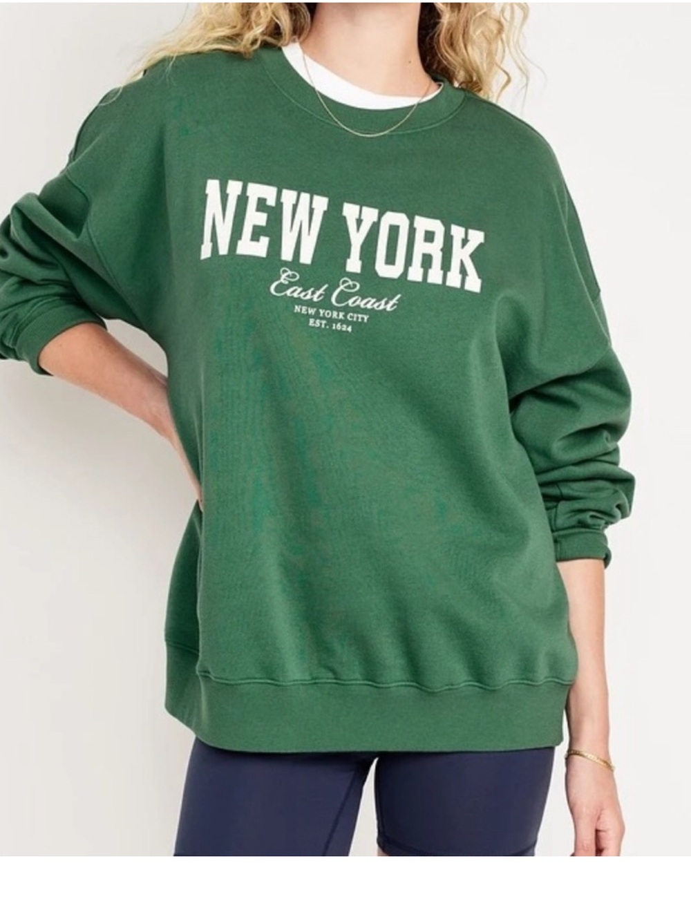 Old Navy SoComfy Oversized New York Sweatshirt - Green, Medium